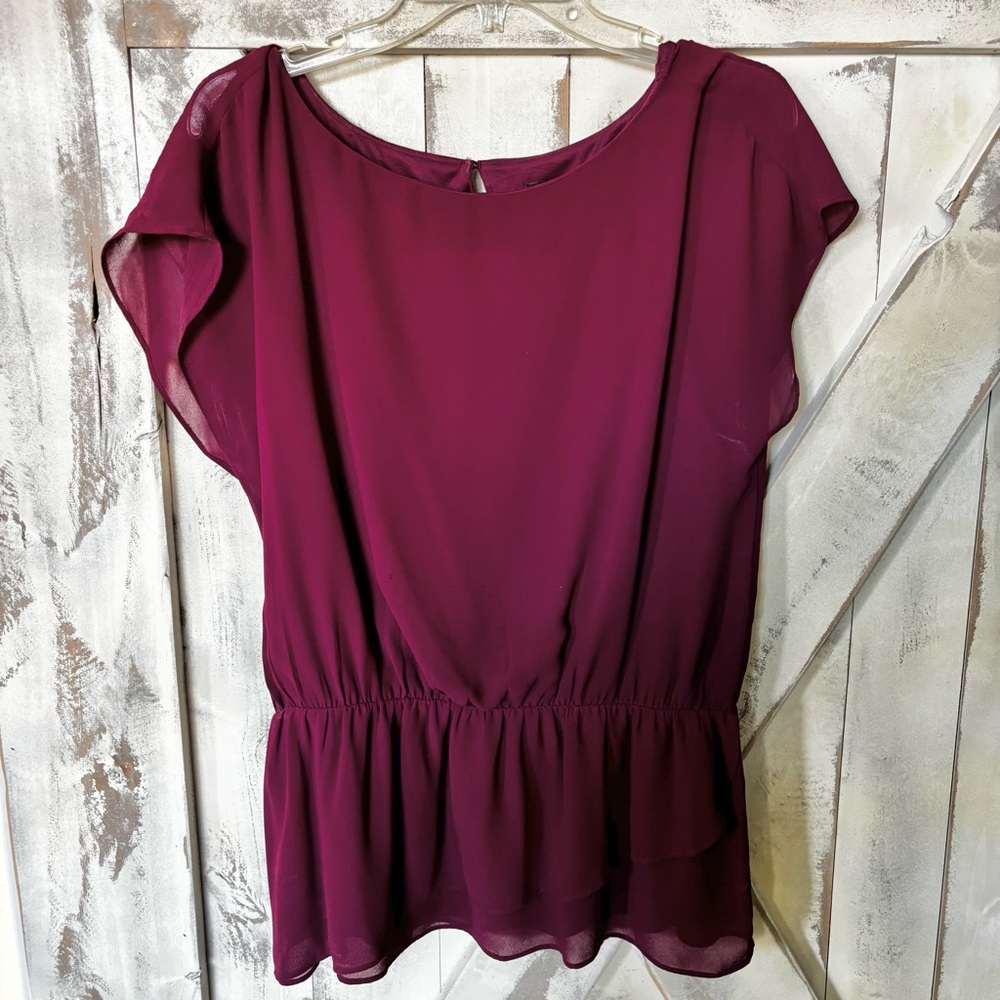 Ann Taylor burgundy plum peplum blouse